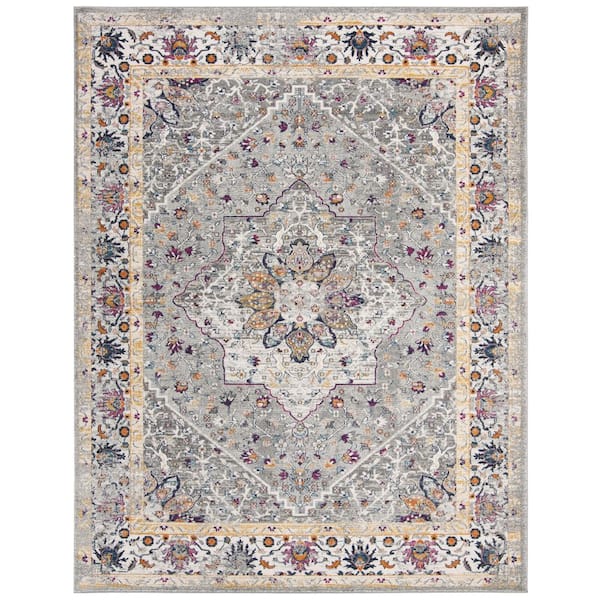 SAFAVIEH Evoke Gray 9 ft. x 12 ft. Floral Medallion Area Rug