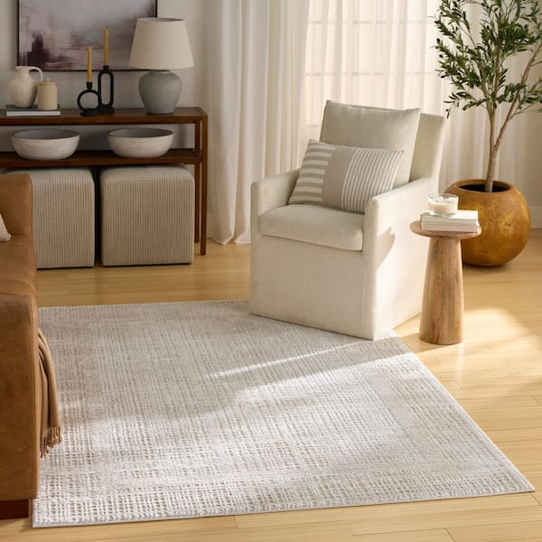 Dekor 4 ft. x 6 ft. Beige Abstract Contemporary Area Rug