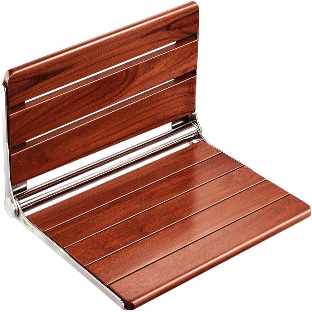 20 in. Wall Mounted Space-Saving Fold Down Teak Shower Seat in Brown, 400 lb. Capacity, Stainless Steel Frame price history on PriceWatchPro