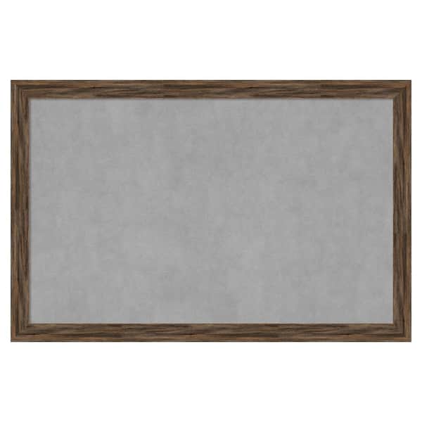Amanti Art Regis Barnwood Mocha Narrow 35 in. x 23 in Framed Magnetic Board