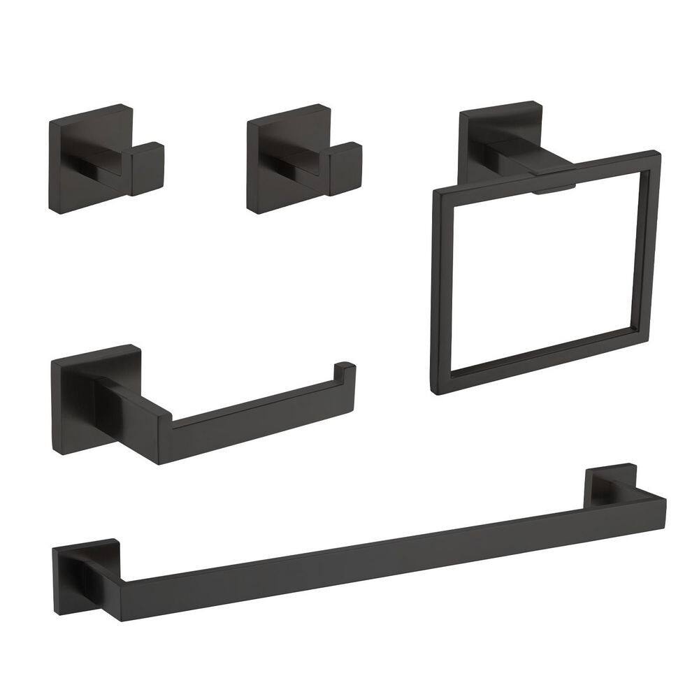 5-Piece SUS304 Bathroom Set in Black, Towel Bar, Ring, Hooks, TP Holder price history on PriceWatchPro