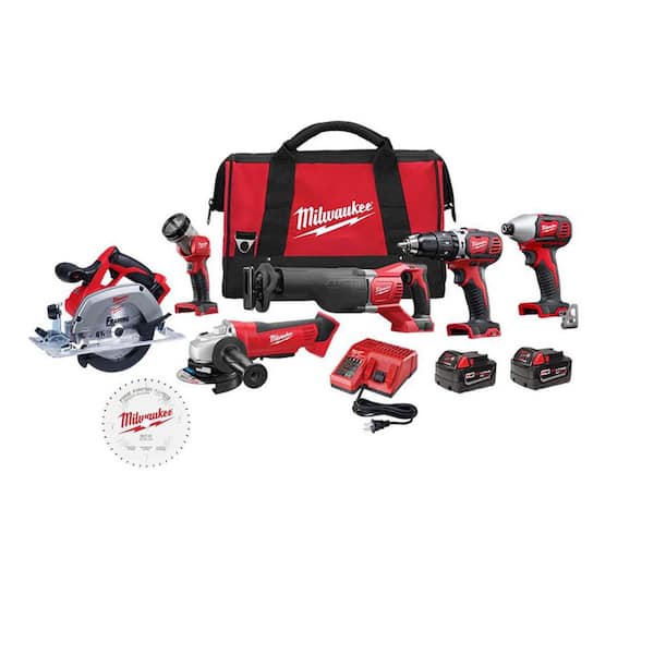 M18 18V Lithium-Ion Cordless Combo Kit (6-Tool) with Two 3.0 Ah Batteries, 1 Charger, 1 Tool Bag & 6-1/2 in Blade