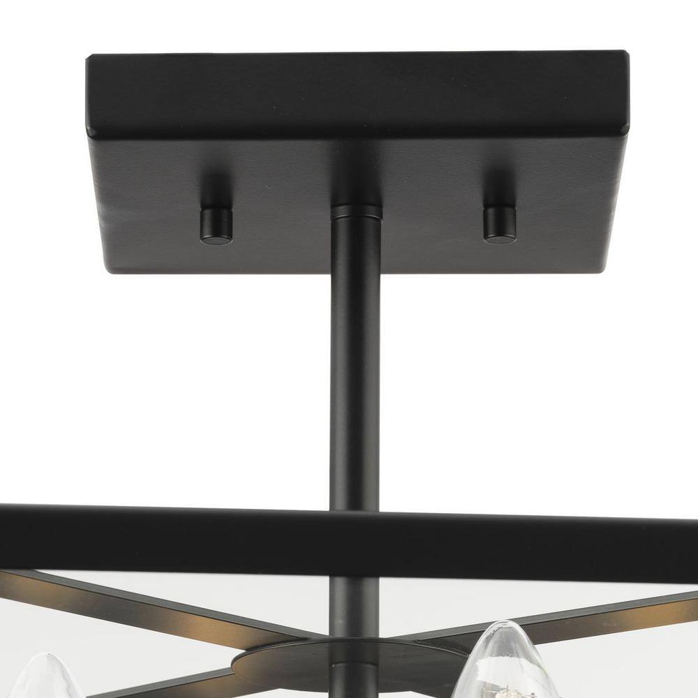 Hillcrest Matte Black 4-Light Semi-Flush Mount with Clear Glass
