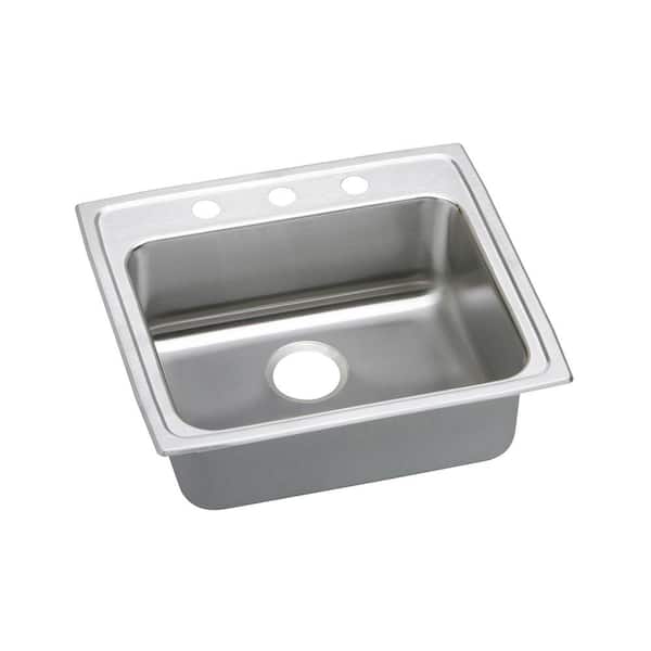Lustertone Drop-In Stainless Steel 22 in. 3-Hole Single Bowl ADA Compliant Kitchen Sink with 5.5 in. Bowl