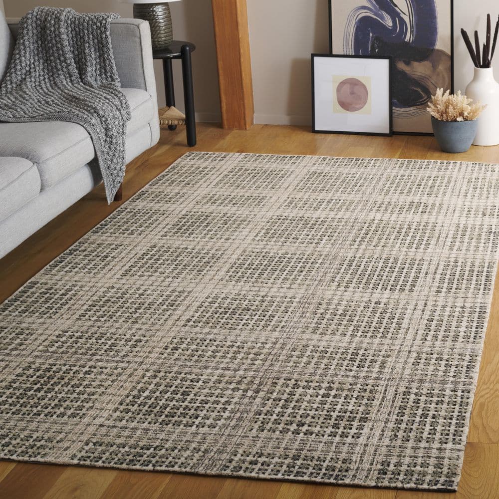 Abstract 5 ft. x 8 ft. Beige/Dark Gray Geometric Grid Area Rug price history on PriceWatchPro