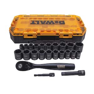 3/8 in. Drive Combination Deep Impact Socket Set with Ratchet (23-Piece)
