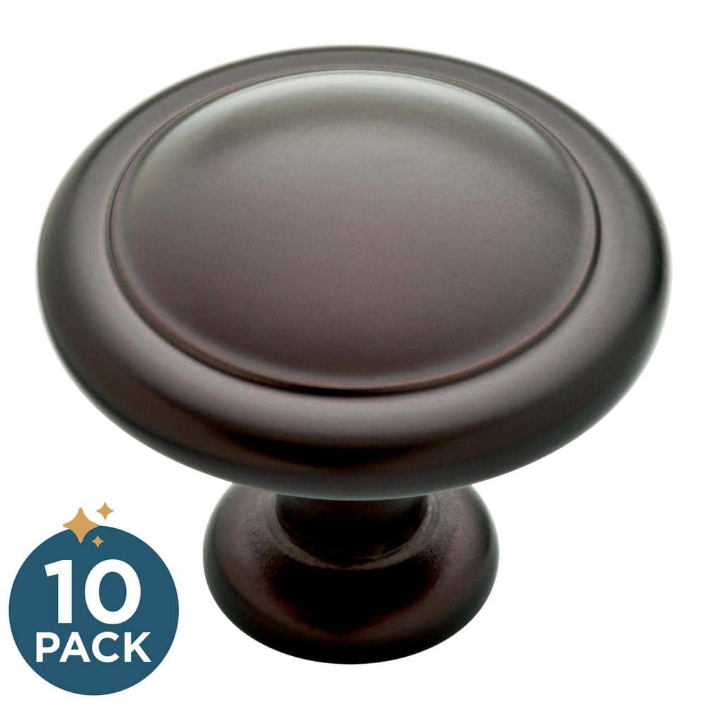 10-Pack Ring Round 1-1/8 in. (29 mm) Classic Modern Gold Square Cabinet Kno