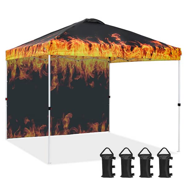 EAGLE PEAK 10 ft. x 10 ft. Multi-Colored Instant Canopy Pop Up Tent with 1 Sidewall Wheeled Bag and 4 Weight Bags