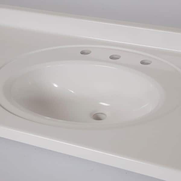 St. Paul 49 in. W x 22 in. D Cultured Marble White Round Single Sink Vanity Top in White