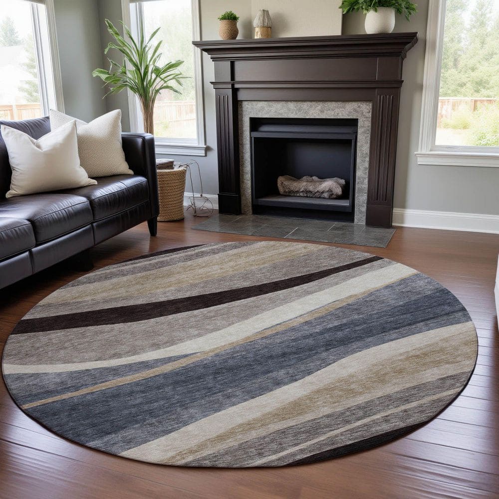 Mayfield Premium Machine Washable Abstract AMF1098 Blue 8 ft. x 8 ft. Round Rug price history on PriceWatchPro