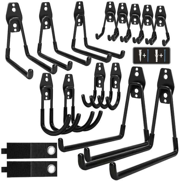 Heavy Duty Steel Garage Hooks Set with Anti-Slip Coating, Wall Mount Utility Storage Hooks (16-Pack)