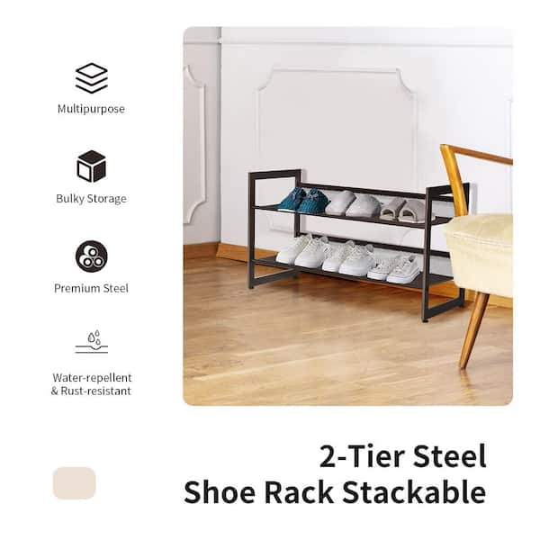 Costway 4-Tier Shoe Rack Adjustable to Flat Slant Shoe Organizer Holder  Stand