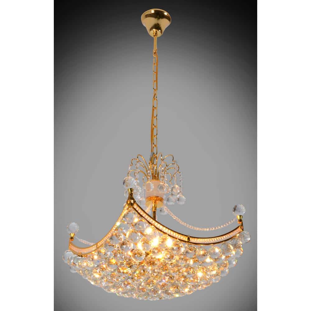 Luxurious Gold Crystal Orb Basket Chandelier