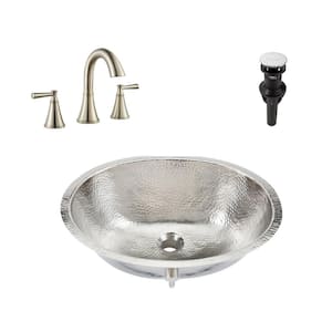 Pavlov All-in-One Undermount Bathroom Sink with Pfister Cantara Faucet and Drain in Hammered Nickel