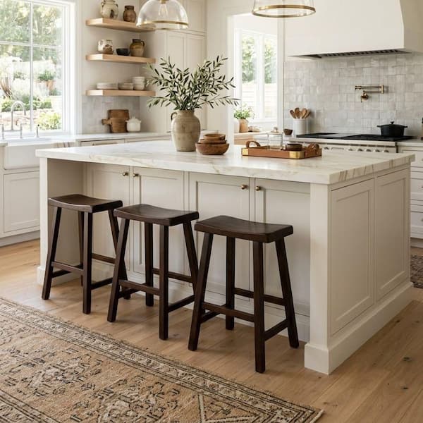 24 in. Walnut Wood Bar Stool