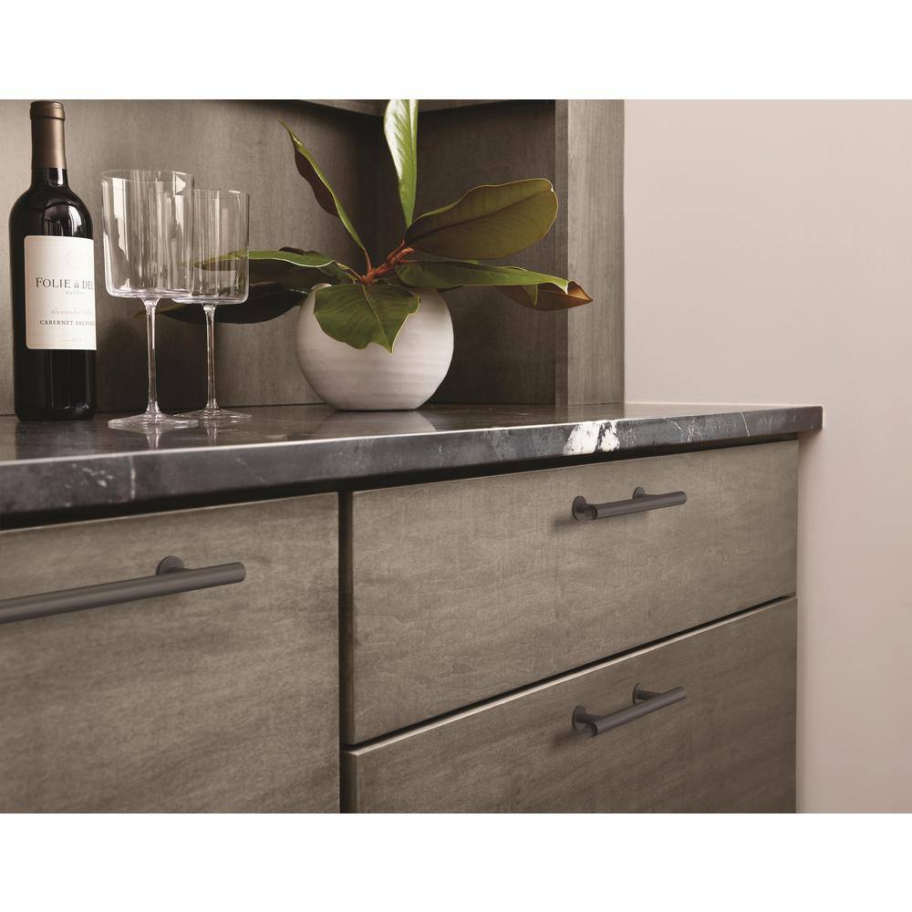 Matte Black Steel Modern Bar Cabinet Pull with Mounting Hardware