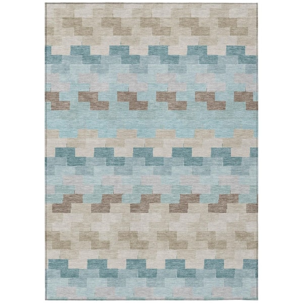 Chantille Machine Washable Indoor/Outdoor Abstract ACN3052 Linen 10 ft. x 14 ft. Area Rug
