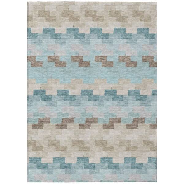 Chantille Machine Washable Indoor/Outdoor Abstract ACN3052 Linen 5 ft. x 7 ft. 6 in. Area Rug