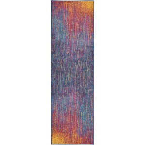 Passion Multicolor 2 ft. x 10 ft. Abstract Geometric Contemporary Kitchen Runner Area Rug