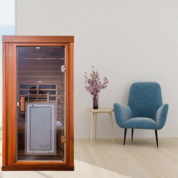 Whatseaso One-Person red cedar far infrared Sauna room 50HZ/120V with  Bluetooth audio system L-S110500989 - The Home Depot