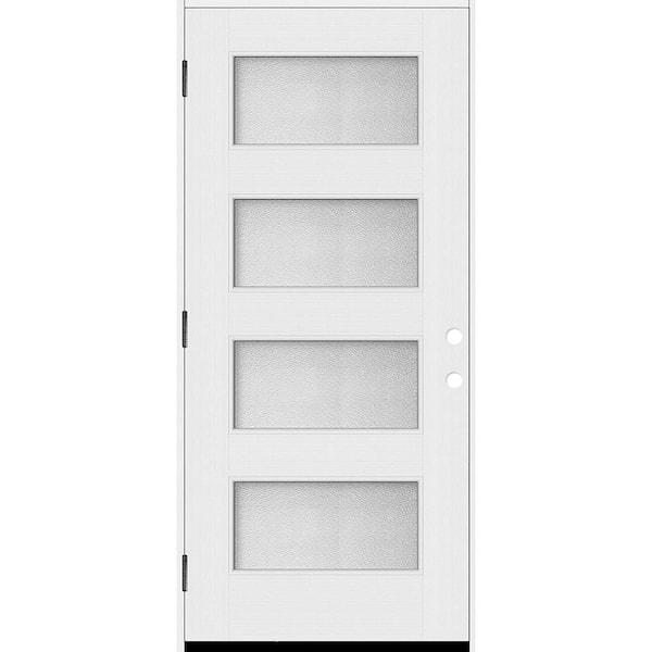 Palisade 36 in. x 80 in. 4L MicroGranite Impact Glass LHOS Unfinished Fiberglass Prehung Front Door with 4-9/16 Jamb
