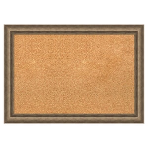 Angled Bronze Wood Framed Natural Corkboard 27 in. x 19 in. bulletin Board Memo Board