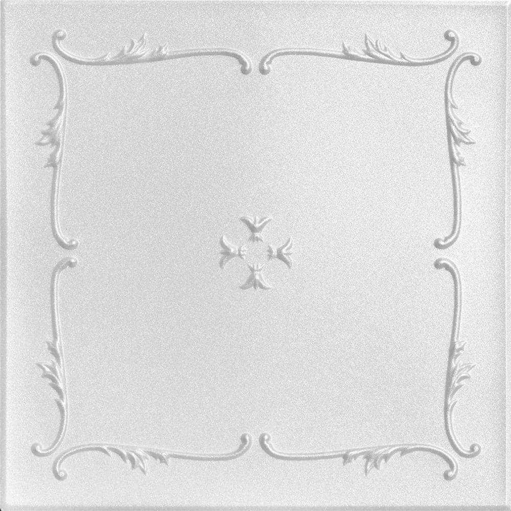 Spring Buds 1.6 ft. x 1.6 ft. Glue Up Foam Ceiling Tile in Plain White (21.