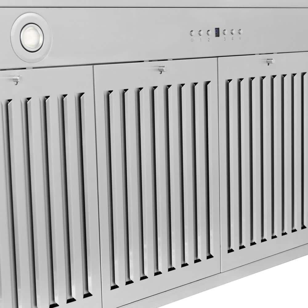 36'' Stainless Steel and Black Matte Convertible Range Hood with Gold Handle