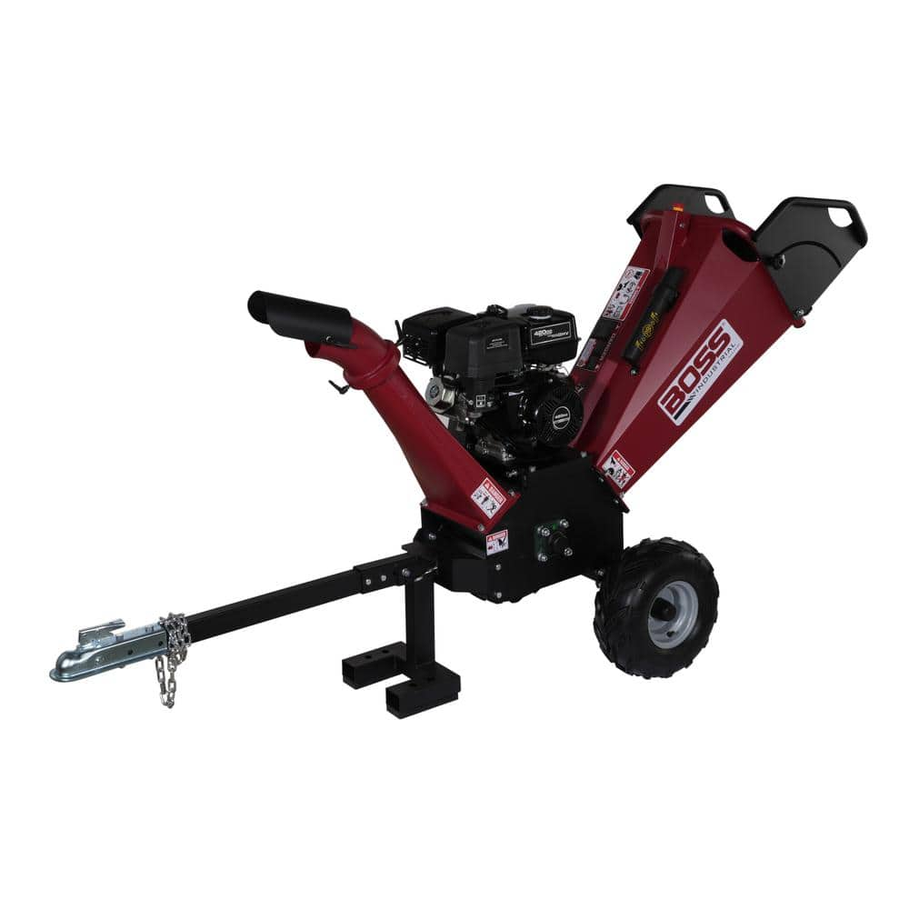 Boss Industrial 5 in. 15hp Gas Powered Chipper Shredder with Dual Belt drive, Extended Axle, and Tow Hitch