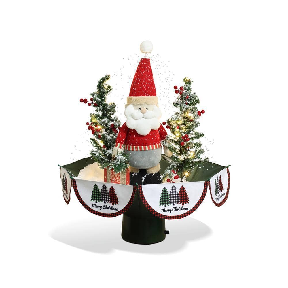 LuxenHome 31.49 in. H Animated Musical Snowing Christmas Trees and