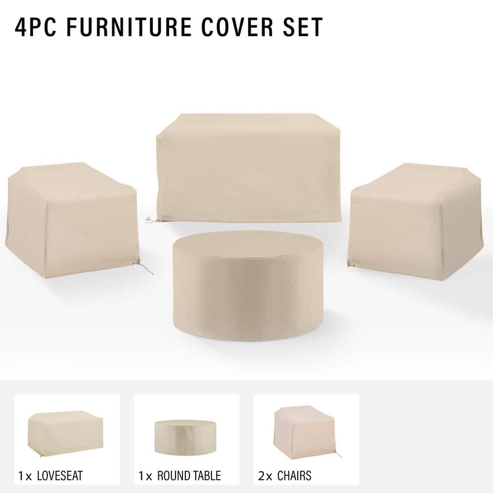 Tan Heavy Gauge Vinyl 4-Piece Outdoor Furniture Cover Set