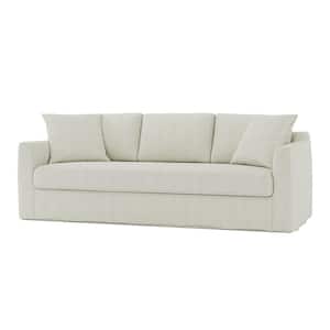 Cedric Modern 85 in. Slipcovered Sofa with Square Flange Arm-IVORY
