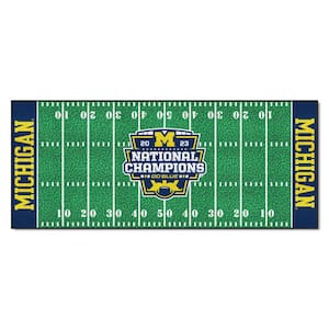Michigan 2023-24 National Champions  2 ft. x 6 ft. Blue Football Field Runner Rug