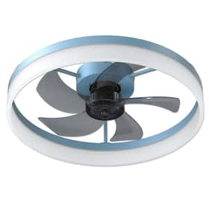 19.7 in. Indoor Blue ABS 110-Volt Brushed Nickel Ceiling Fan with Dimmable Integrated LED