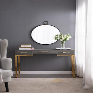 24in. W x 27.6 in. H Modern Round Black Metal Frame Wall Mirror, for Living Room, Entryway, Office