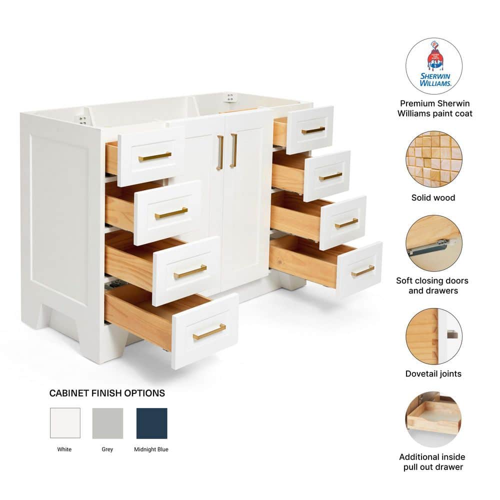 Taylor 48'' White Hardwood Single Bathroom Vanity