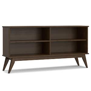 Draper 30 in. Tall Walnut Brown Solid Wood Mid Century Modern Mid Century Low Bookcase