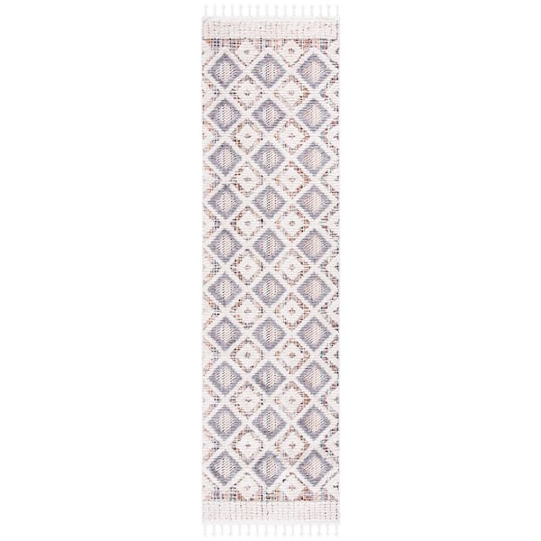 Marrakesh 2 ft. x 10 ft. Gray/Multi Diamond High-Low Runner Rug