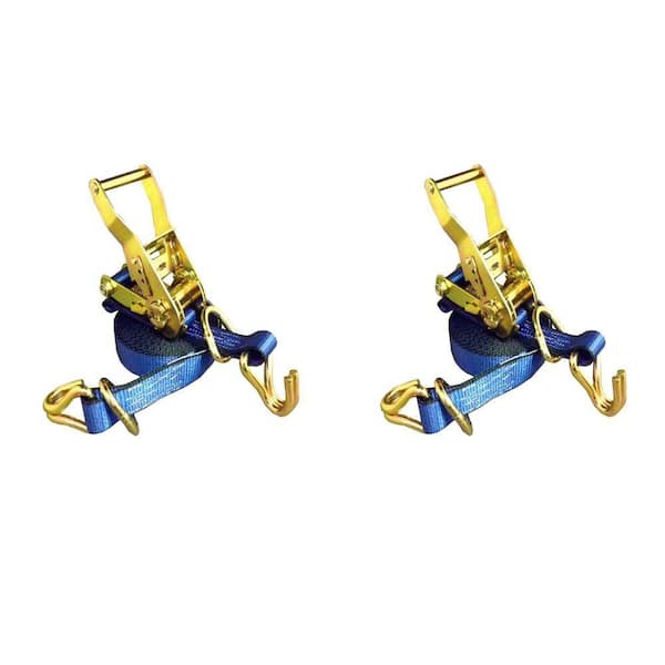1 in. x 16 ft. Ratchet Tie-Down Strap with 3000 lbs. D-Ring Hook (2-Pack)