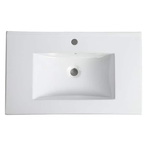 30 in. W x 18.3 in. D Ceramic Vanity Top in White