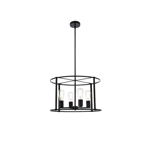 Unbranded Home Living 40-Watt 4-Light Black Pendant Light with No Shade No Bulbs Included
