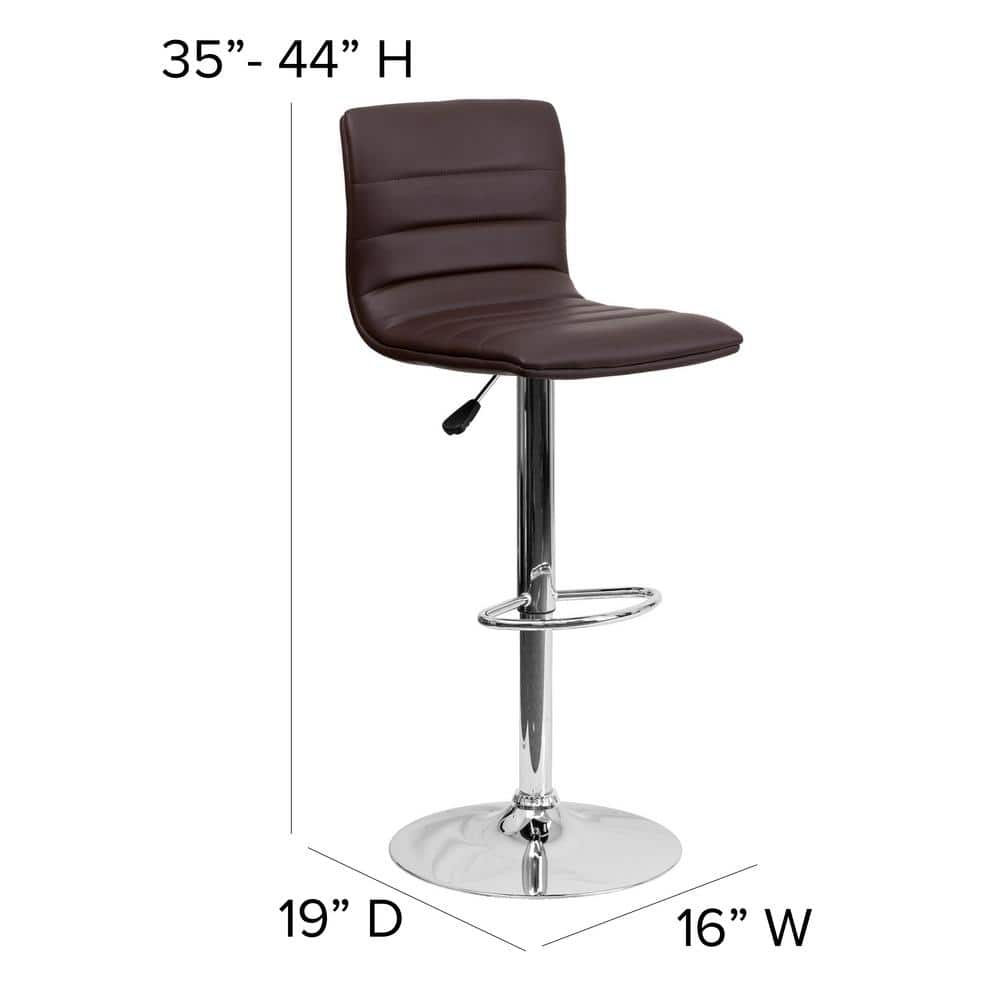 Modern Swivel Adjustable Barstool in Brown Vinyl with Chrome Base