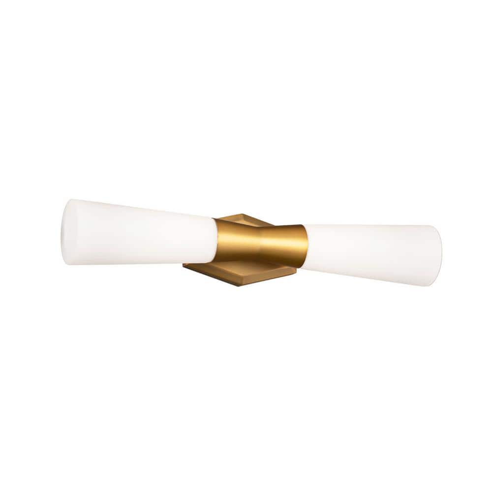 Locke Aged Brass LED Wall Sconce with Opal Glass Shades