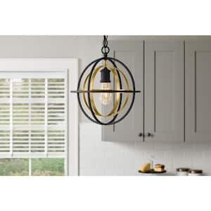 Barton Bay 1-Light Coal and Honey Gold Globe Mini Pendant Hanging Light, Kitchen Pendant Lighting