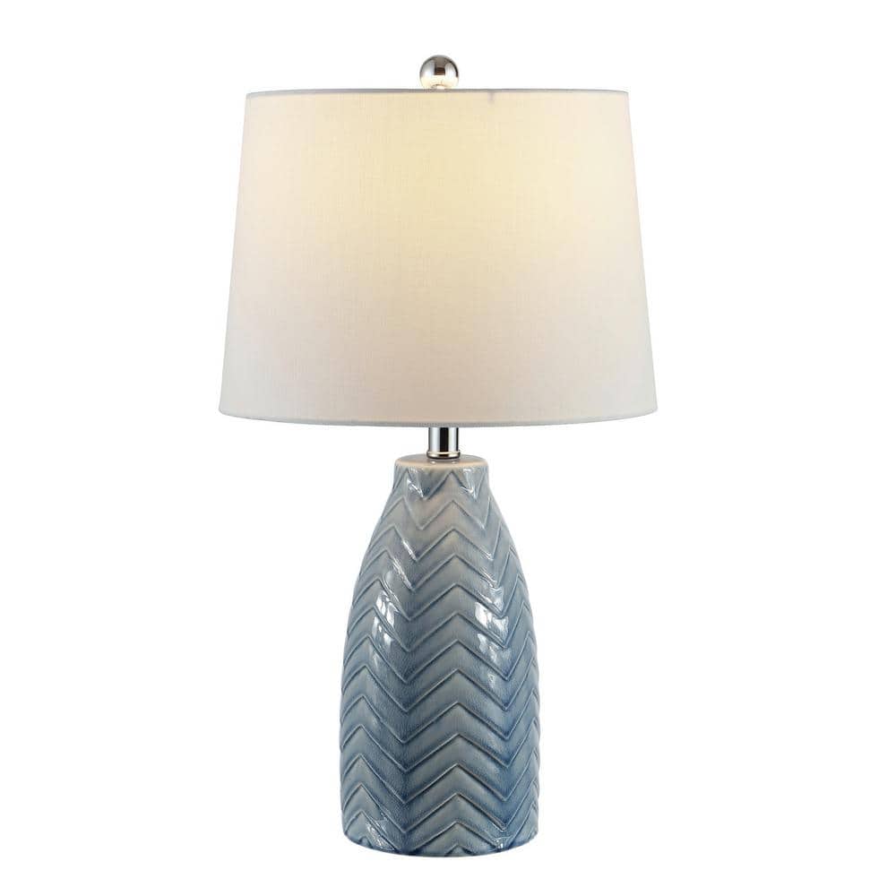 Chevron Striped Grey Ceramic 16" Table Lamp