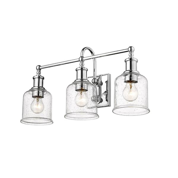 Unbranded Bryant 24 in. 3-Light Chrome Vanity Light with Glass Shade