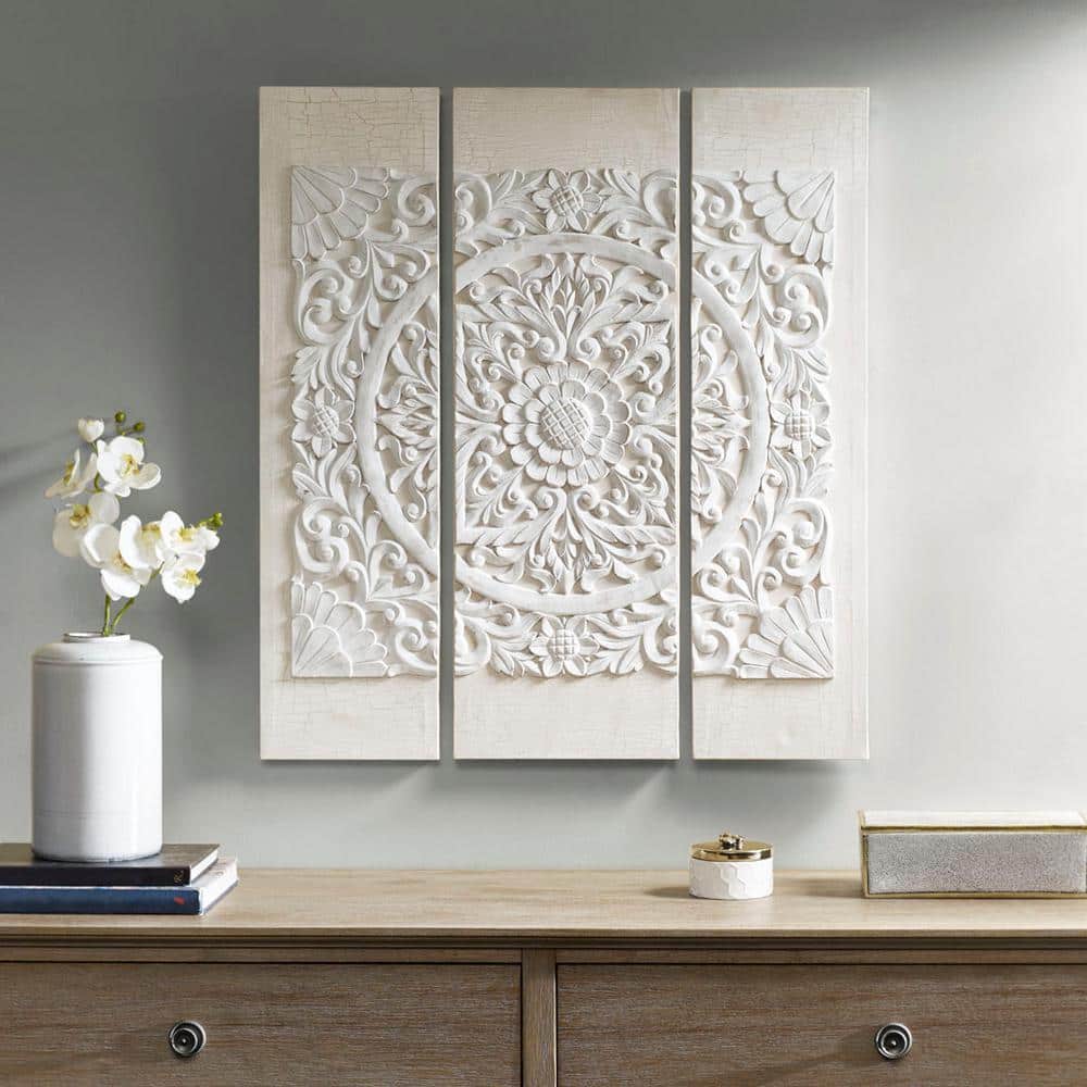 Triptych 3-Piece Dimensional Framed Resin Canvas Wall Art Print