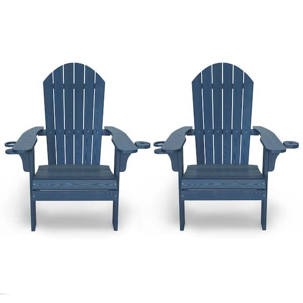 LuXeo Westwood Navy All Weather Plastic Outdoor Patio Adirondack Chair (Set of 2)