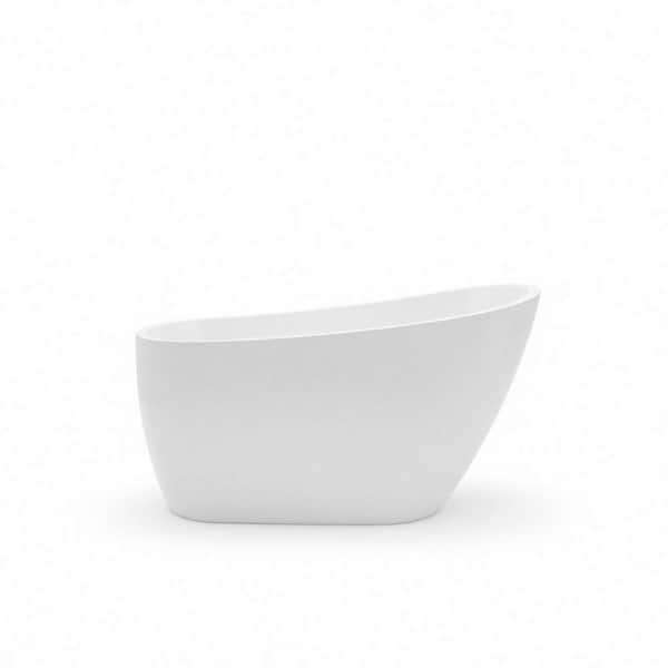 59.06 in. x 29.53 in. Deep Soaking Acrylic Freestanding Bathtub with Pop-Up Drain in Glossy White