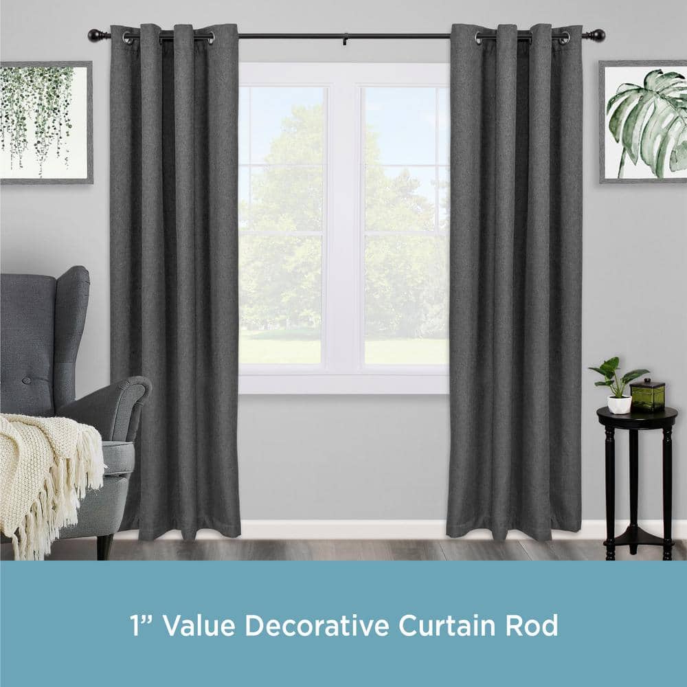 Layla Matte Black Adjustable Curtain Rod with Ball Finials
